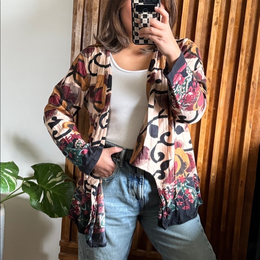 Vintage Take Two 100% cotton‎ Patterned Print Cardigan. L
